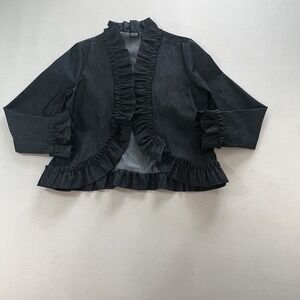 Nicole By Nicole Miller Black denim ruffled jacket/cardigan size 12